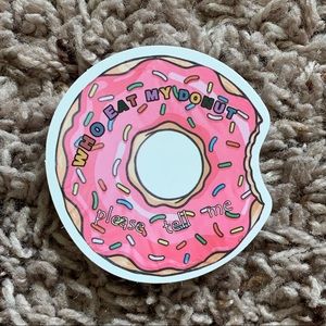 6/$12 Pink Donut Vinyl Sticker Matte